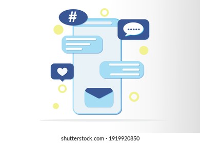 3d Application Information Concept Social Media Background Messaging Conversation. Vector Illustration