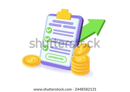 3d Approved credit bill, Payment approved concept. Flat Vector illustration.