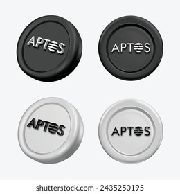 3d Aptos Cryptocurrency Logo (APT) auf weißem Hintergrund. Vektorgrafik
