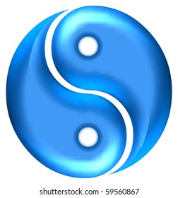 3D Aqua Yin Yang Sign (Vector)