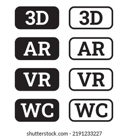 3D AR VR WC icons on white background