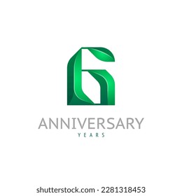 3d Arab number 6 with eco leaf logo, green font alphabet, vector illustration 10EPS