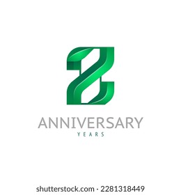 3d número árabe 8 con logotipo de hoja ecológica, alfabeto de fuente verde, ilustración vectorial 10EPS