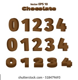 3D Arabic numerals from 0 to 4, three options