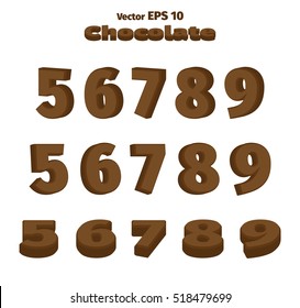 3D Arabic numerals from 5 to 9, three options