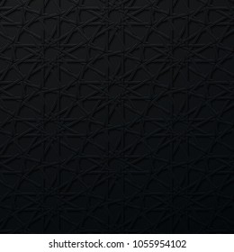 3d arabic pattern. Vector geometric illustration. Traditional arabian ornament. Islamic girih design. Woven geometry. Crossing lines. Black paper background
