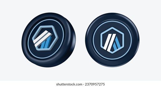 3d Arbitrum Cryptocurrency Coin (ARB) on white background. Vector illustration