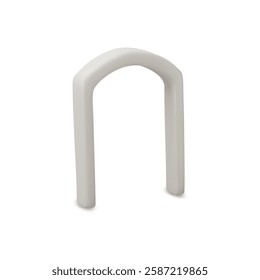 3D arch frame isometric vector illustration. White glossy window or door rounded form. Realistic classic gate isolated. Vintage curve border design. Render oriental architecture shape