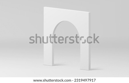3d arch white stand geometric curved angular foundation isometric architecture decor element realistic vector illustration. Archway construction gallery exhibition platform advertisement presentation
