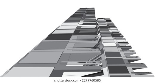 3D architectural drawing, Modern architecture