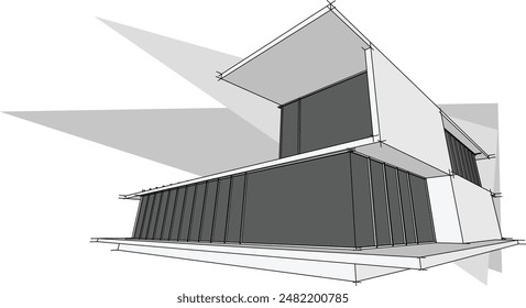 3D Architektonische Perspektive und Skizze Designs