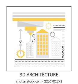 3d architecture planning. Architectural 3d model, 3d building project vector illustration