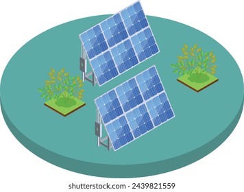 3D Architecture Solar Panel Vector