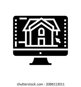 3d architecture visualization glyph icon vector. 3d architecture visualization sign. isolated contour symbol black illustration
