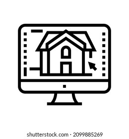 3d architecture visualization line icon vector. 3d architecture visualization sign. isolated contour symbol black illustration