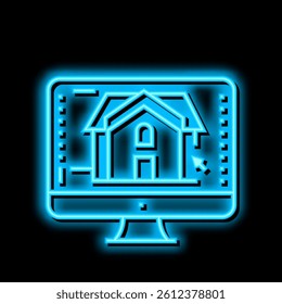 3d architecture visualization neon light sign vector. 3d architecture visualization illustration