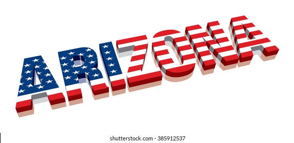 3D Arizona with American flag Word Text (letters)