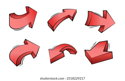 3D arrow in cartoon style. Suitable for infographic and comic element. Arrow vector.