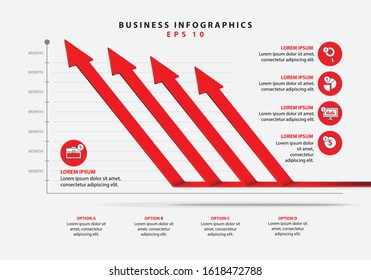 3D Arrow Chart 5 Graphic. Eps10 Vector.