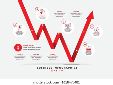 3D Arrow Chart 5 Graphic. Eps10 Vector.