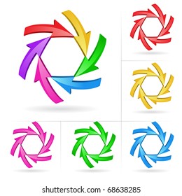 3D arrow color sketchy design elements set vector illustration #5