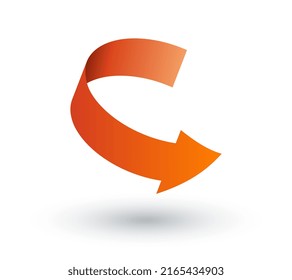 concepto de flecha 3D. Símbolo naranja, icono para el sitio web. Elementos gráficos para el desarrollo de programas y aplicaciones. Las tecnologías modernas y la metáfora digital del mundo. Ilustración vectorial isométrica de dibujos animados
