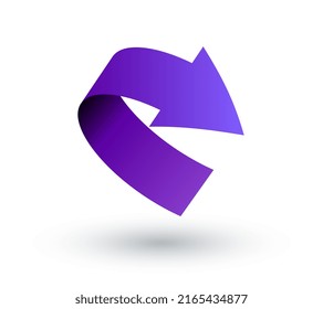 3D Arrow concept. Purple symbol, interface elements for developing applications and programs. Modern technologies and digital world, websites and pages. Cartoon isometric vector illustration