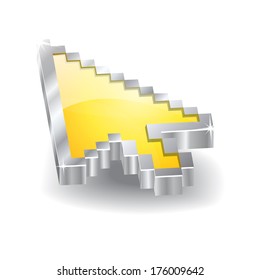 3d Arrow Cursor Glossy Vector Icon