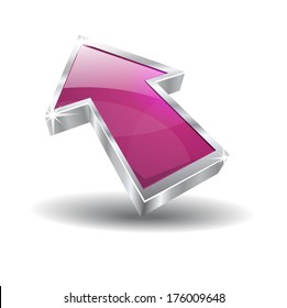 3d Arrow Cursor Glossy Vector Icon
