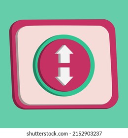 3D arrow up and down icon button vector pink background, best for property design images, editable colors, popular vector