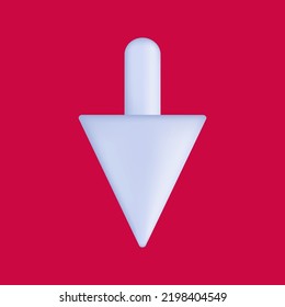 3d arrow down on a red background. Fall icon, loss, bankruptcy. Reduction of shares on the stock exchange, depreciation, drop of securities. Process of financial collapse. Bad result concept. Vector.