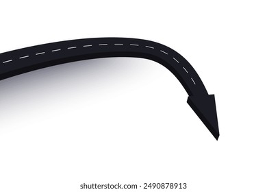 Signo de flecha 3d hacia abajo e icono de carretera. Simple flecha moderna e icono de carretera como símbolo de fracasos. Ilustración vectorial aislada