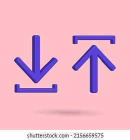 3D arrow download or upload file icon vector, best for your multimedia property images
