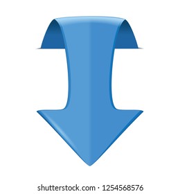 3d arrow downwards isolated on a white background