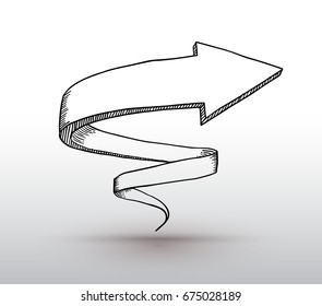 3D arrow drawn for business concept. Vector illustration.