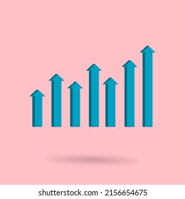 3D up arrow graph that shows the increase or growth of the progress of a target, vector illustration 