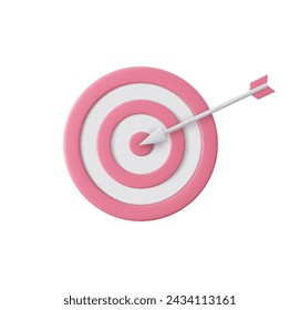 3d Arrow hit the center of target. the concept of achieving a goal in life or business. Marketing time concept. 3d rendering. Vector illustration