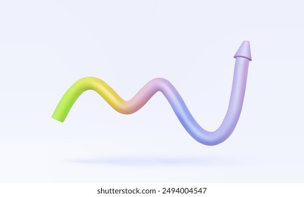 3D arrow icon colorful upward growth success value up statistics analysis stock market profit and investment business development financial target vision successfull, Eps 10 vector. 3d illustration