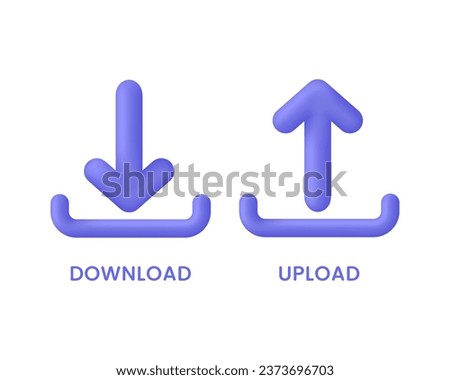 3D Arrow icon. Download and upload icons. Load internet data symbol. Trendy and modern icon in 3d style for web design.