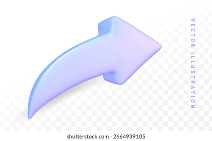 Icono de flecha 3D. Símbolo de flecha de degradado de neón. Elemento gráfico de Vector.	