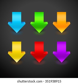 3D Arrow Icon Set. Vector illustration with colorful arrows