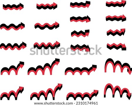 3D arrow icon set,Curved arrow, wavy arrow