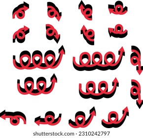 3D arrow icon set,Swirling arrow,Spiral arrow
