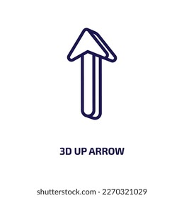 3d up arrow icon from user interface collection. Thin linear 3d up arrow, arrow, down outline icon isolated on white background. Line vector 3d up arrow sign, symbol for web and mobile