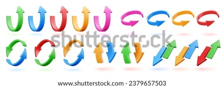 3D arrow icon. Vector illustration in cartoon style. Isolated return or update element on white background. Concept of increasing profits and sales plan.