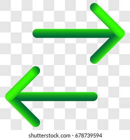 3d arrow icons. Two direction 3d arrow signs isolated on transparent background. Neon yellow-green color. EPS10 vector illustration. Vibrant color. Liquid color path.