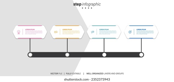 3D arrow infographic vector illustration. 4 steps business process concept.
