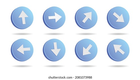 3D arrow keys in round shape. a collection of arrow directional symbols for interface design, web design, apps and more
