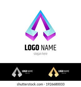 3d arrow logo. Arrowhead spear gradient logo template