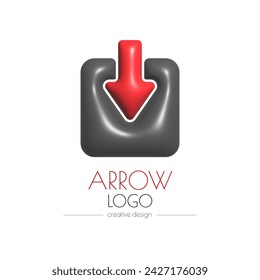 3d arrow logo. A template for a brand, ID, sticker, sticker, or pictogram. Social network icon, corporate design idea